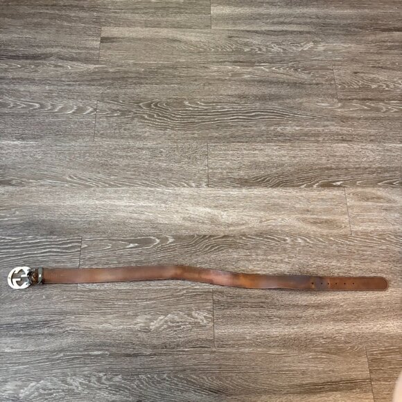 Gucci Interlocking G Leather Belt 90/36 Brown Guccissima 114876 Distressed READ - Picture 7 of 8